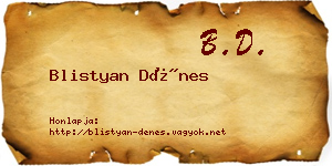Blistyan Dénes névjegykártya